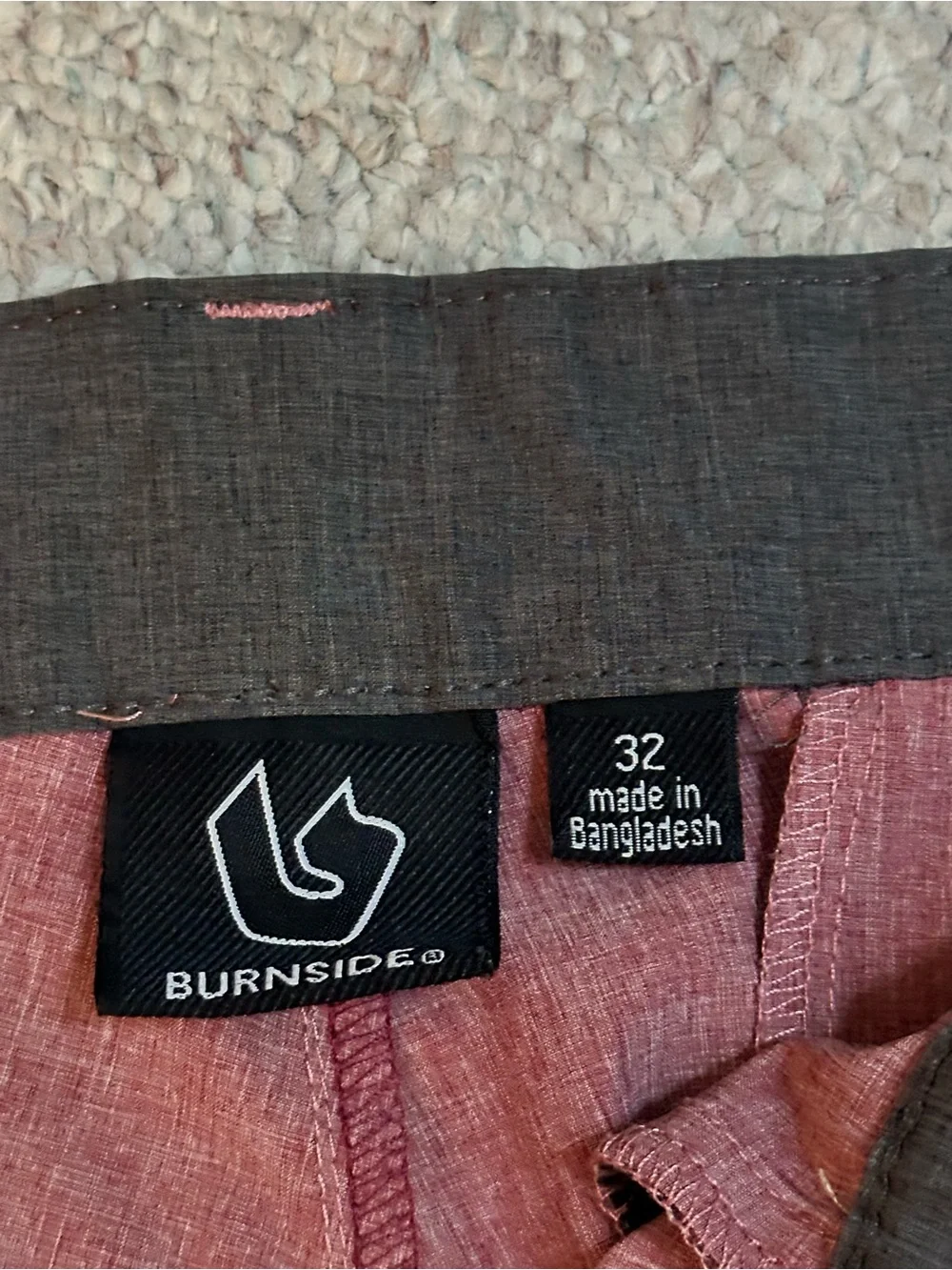 burnside Men's Flat-Front Shorts in Burgundy